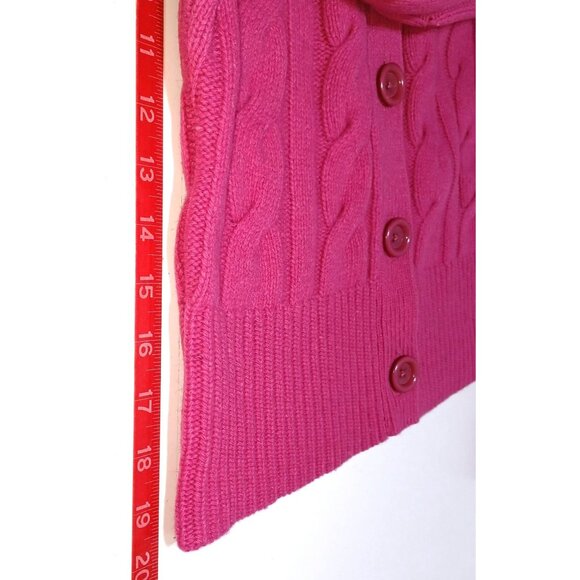 Loft Shawl Collar Cable Knit Cardigan Pink Wool Angora Small Petite Soft Girl - Picture 8 of 9